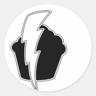 Comic Book Lightning Cupcake Classic Round Sticker