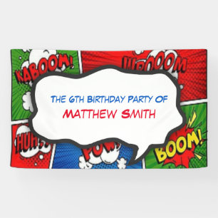 Comic Book Magazine Style Kids Birthday Party  Banner