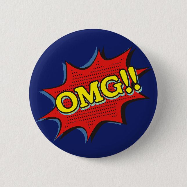 Comic Book OMG Exclamation Speech Bubble 6 Cm Round Badge (Front)