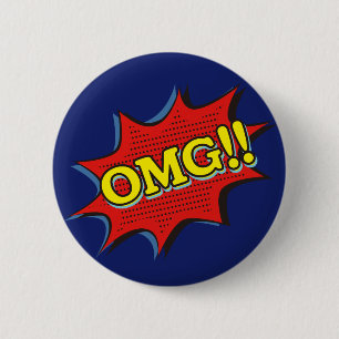 Comic Book OMG Exclamation Speech Bubble 6 Cm Round Badge