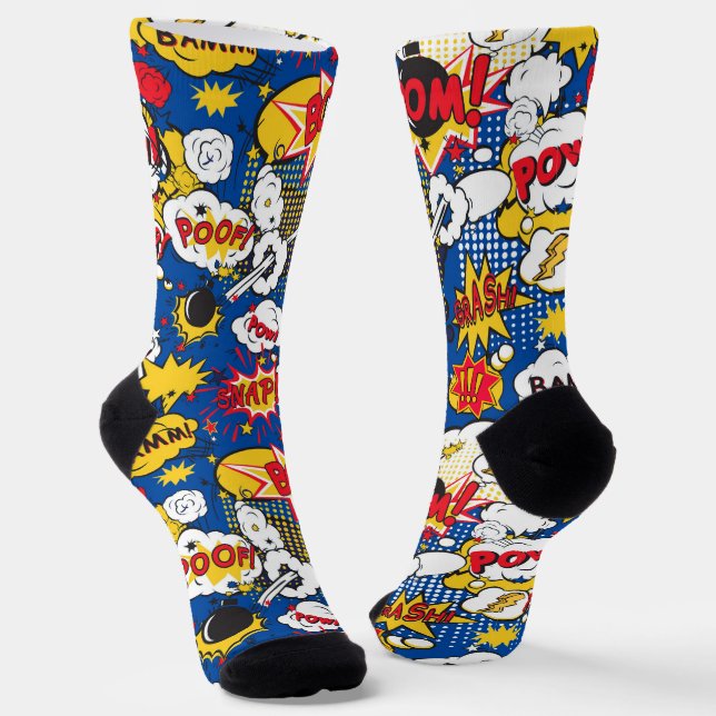 Comic Book Pattern  Socks (Angled)