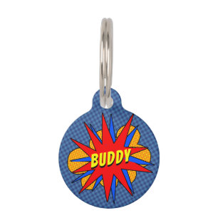 Comic Book Personalised Dog Name Dog Tag