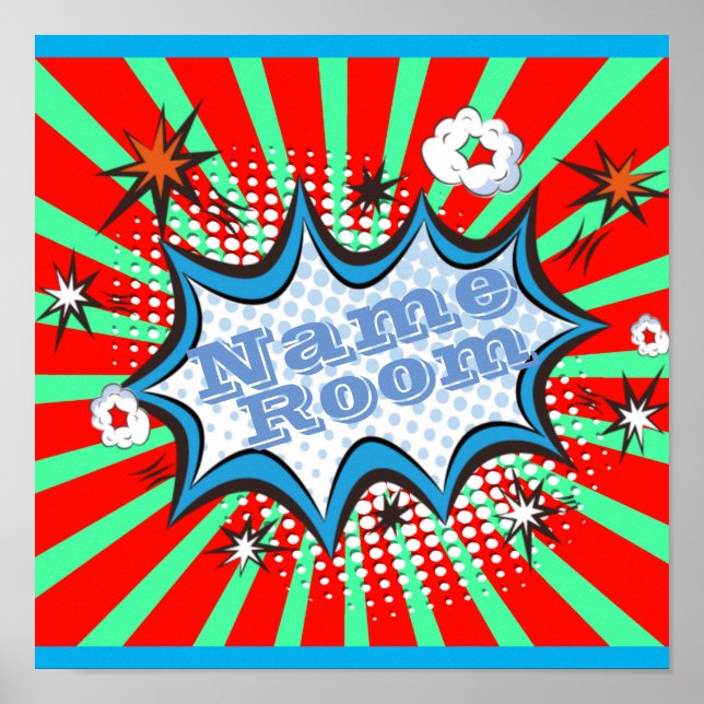 Comic Book Personalised Name Room Poster Sign (Front)