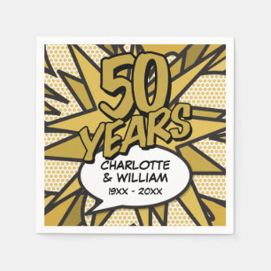 Comic Book Pop Art 50th Golden Wedding Anniversary Napkin