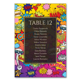 Comic Book Pop Art Amazing Wedding Table Number