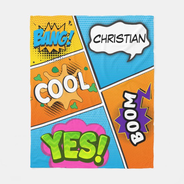 Comic Book Pop Art Bang Custom Fleece Blanket (Front)