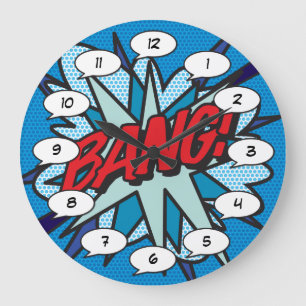Comic Book Pop Art BANG Large Clock