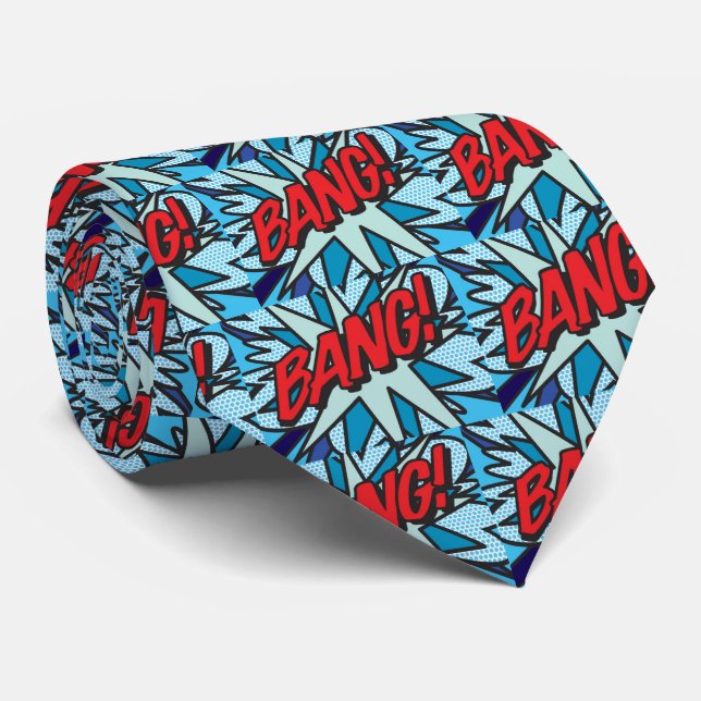 Comic Book pop Art BANG Superhero Tie (Rolled)