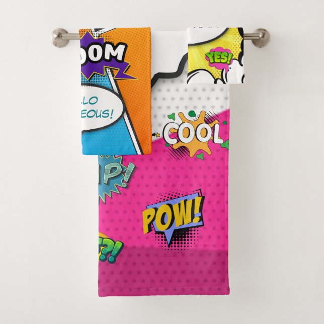 Comic Book Pop Art Custom Bath Towel Set (Insitu)