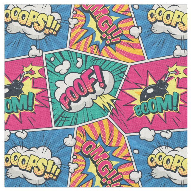Comic Book Pop Art Fabric (Close Up)