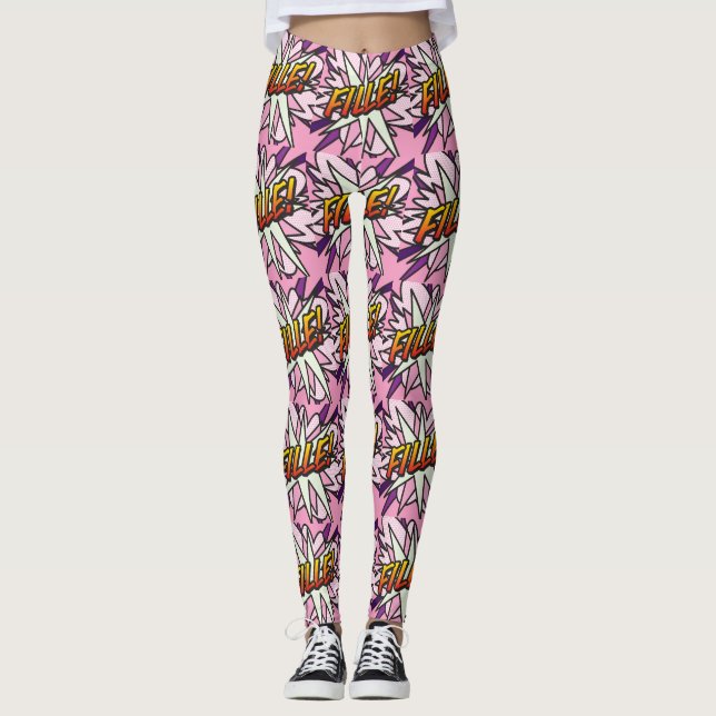 Comic Book Pop Art FILLE Leggings (Front)