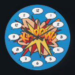 Comic Book Pop Art KA-POW Large Clock<br><div class="desc">Fun trendy superhero comic book pop clocks that are sure to add a splash of colour to a range of rooms around your home or office. An ideal way to treat yourself or someone that you know with these cool, unique comic con designer clocks. Why not add some zap pow...</div>