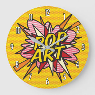 Comic Book Pop Art Large Clock