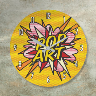 Comic Book Pop Art Large Clock