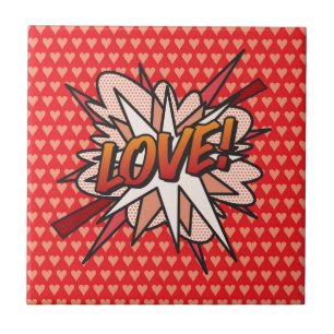 Comic Book pop Art LOVE! Tile