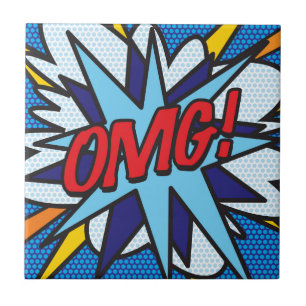 Comic Book Pop Art OMG! Ceramic Tile