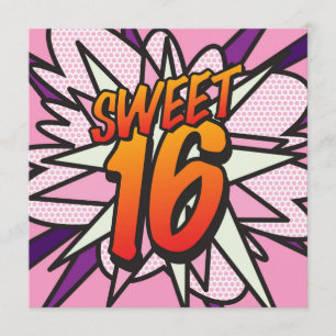 Comic Book Pop Art Pink SWEET 16 BIRTHDAY Invitation
