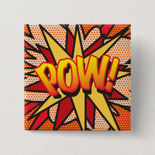 Comic Book Pop Art POW! 15 Cm Square Badge