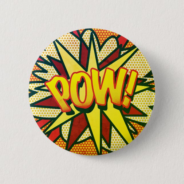 Comic Book Pop Art POW! Retro 6 Cm Round Badge (Front)