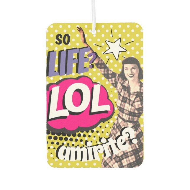 Comic Book Pop Art Retro Funny Text Car Air Freshener (Front)