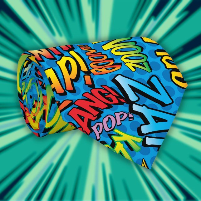 Comic Book Pop Art Sounds Superhero Tie (Comic Book Pop Art Sounds Superhero Neck Tie)