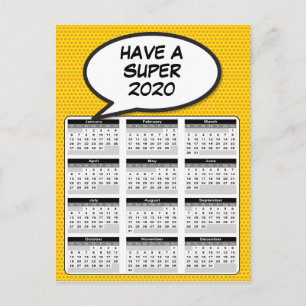 Comic Book Pop Art Speech Bubble 2020 Calendar Postcard