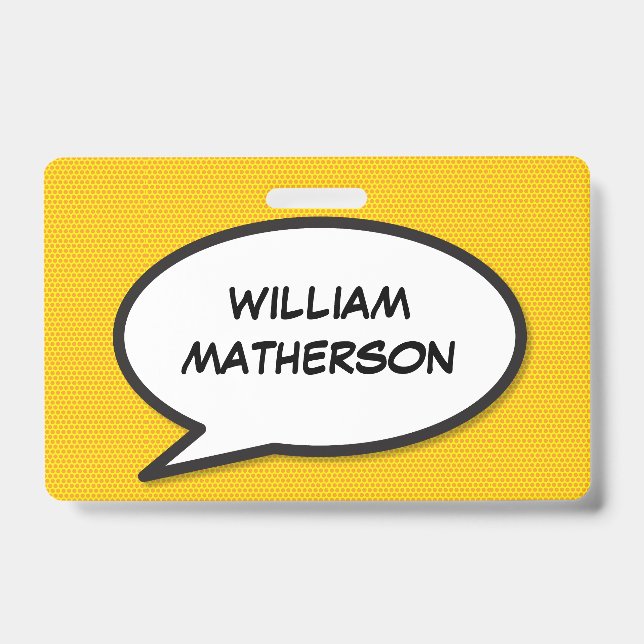 Comic Book Pop Art Speech Bubble ID Badge (Front)