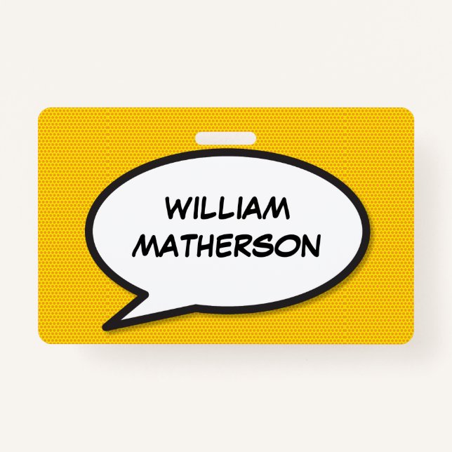 Comic Book Pop Art Speech Bubble ID Badge (Front)