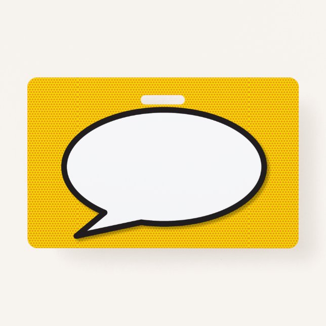 Comic Book Pop Art Speech Bubble ID Badge (Front)
