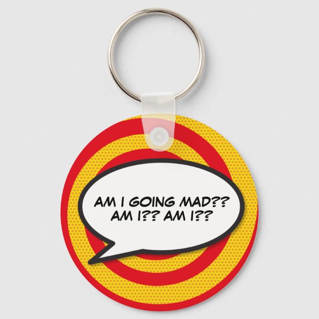 Comic Book Pop Art Speech Bubble Key Ring (Front)