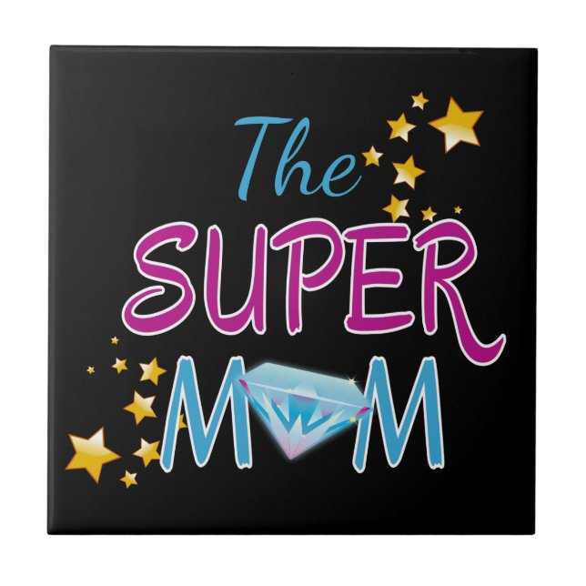 Comic Book Pop Art Superhero Mum Mother's Day Ceramic Tile (Front)