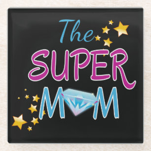 Comic Book Pop Art Superhero Mum Mother's Day Glass Coaster