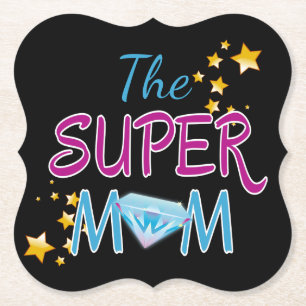 Comic Book Pop Art Superhero Mum Mother's Day Paper Coaster