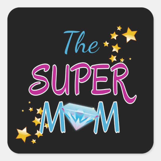 Comic Book Pop Art Superhero Mum Mother's Day Square Sticker (Front)