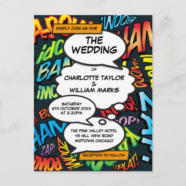 Comic Book Pop Art Wedding Invitation (Front)