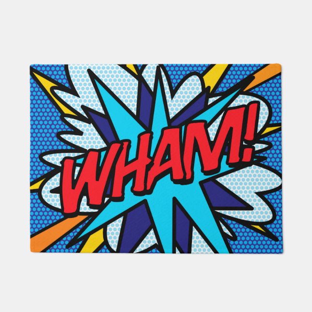 Comic Book Pop Art WHAM Superhero Doormat (Front)