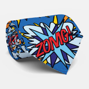 Comic Book Pop Art ZOMG Superhero Tie