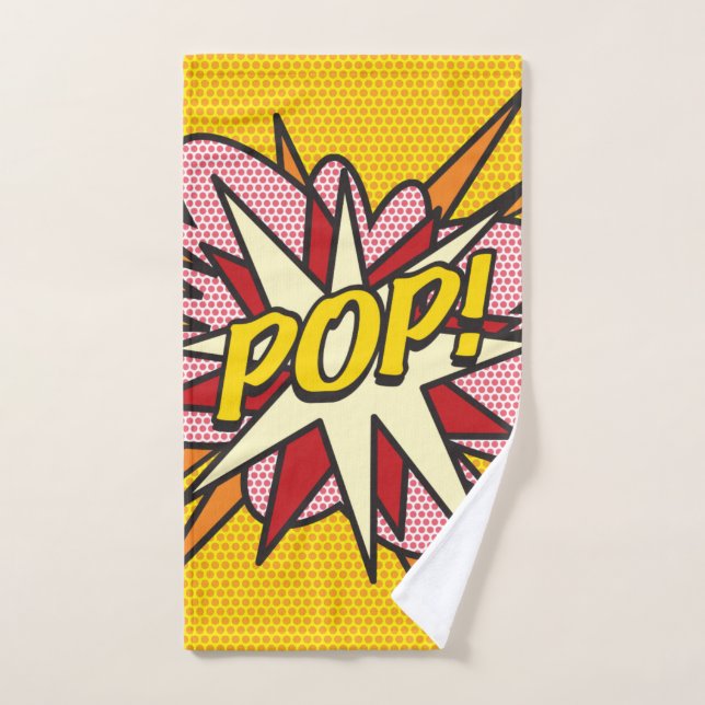 Comic Book POP Modern Fun Typographic Trendy Bath Towel Set (Hand Towel)
