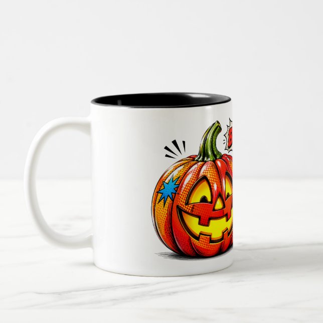 Comic Book Pow Pumpkin I Mug (Left)