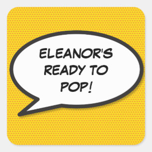 Comic Book Ready to POP Baby Shower Sprinkle Square Sticker