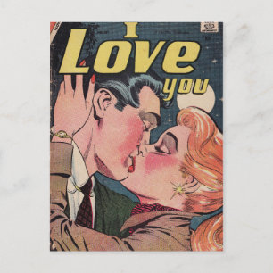 Comic Book Redhead Love Postcard
