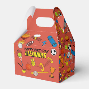 Comic Book Retro Sports Athletic Balls Birthday Favour Box