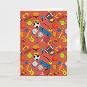 Comic Book Retro Sports Athletic Balls Card