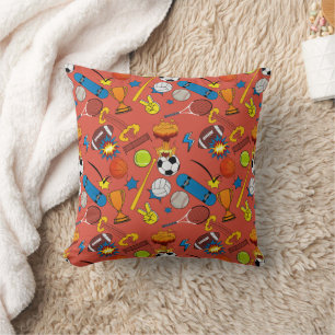 Comic Book Retro Sports Athletic Balls Cushion