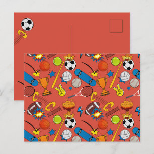 Comic Book Retro Sports Athletic Balls Postcard