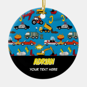 Comic Book Retro Trucks Cars Vehicles Aeroplanes Ceramic Ornament
