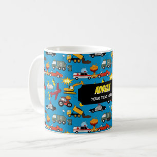 Comic Book Retro Trucks Cars Vehicles Aeroplanes Coffee Mug