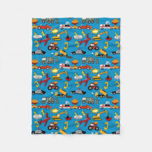 Comic Book Retro Trucks Cars Vehicles Aeroplanes Fleece Blanket