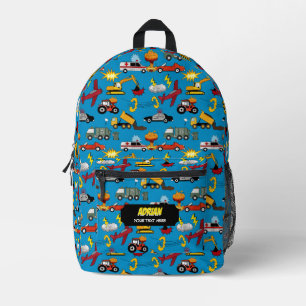 Comic Book Retro Trucks Cars Vehicles Aeroplanes Printed Backpack