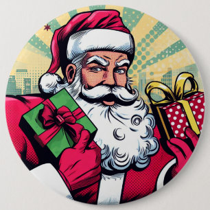 Comic book Santa/Christmas  6 Cm Round Badge